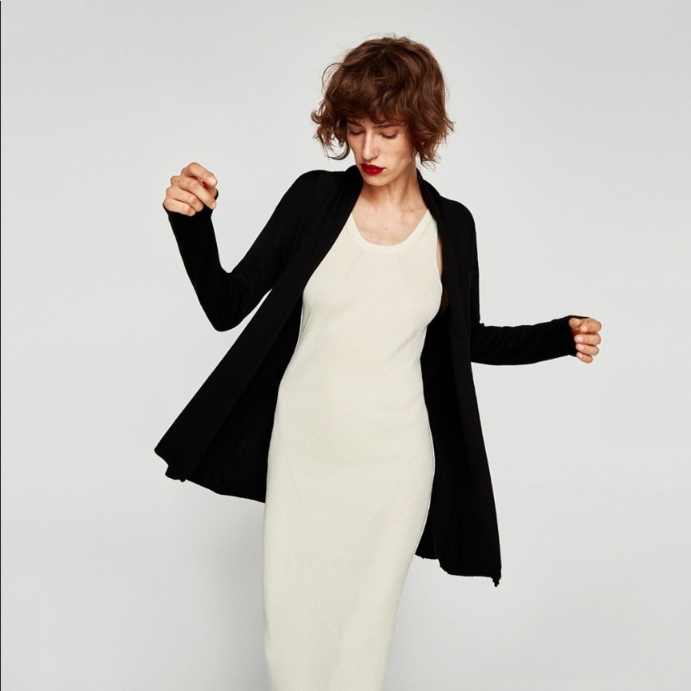 ZARA KNIT medium belted shawl cardigan sweater
